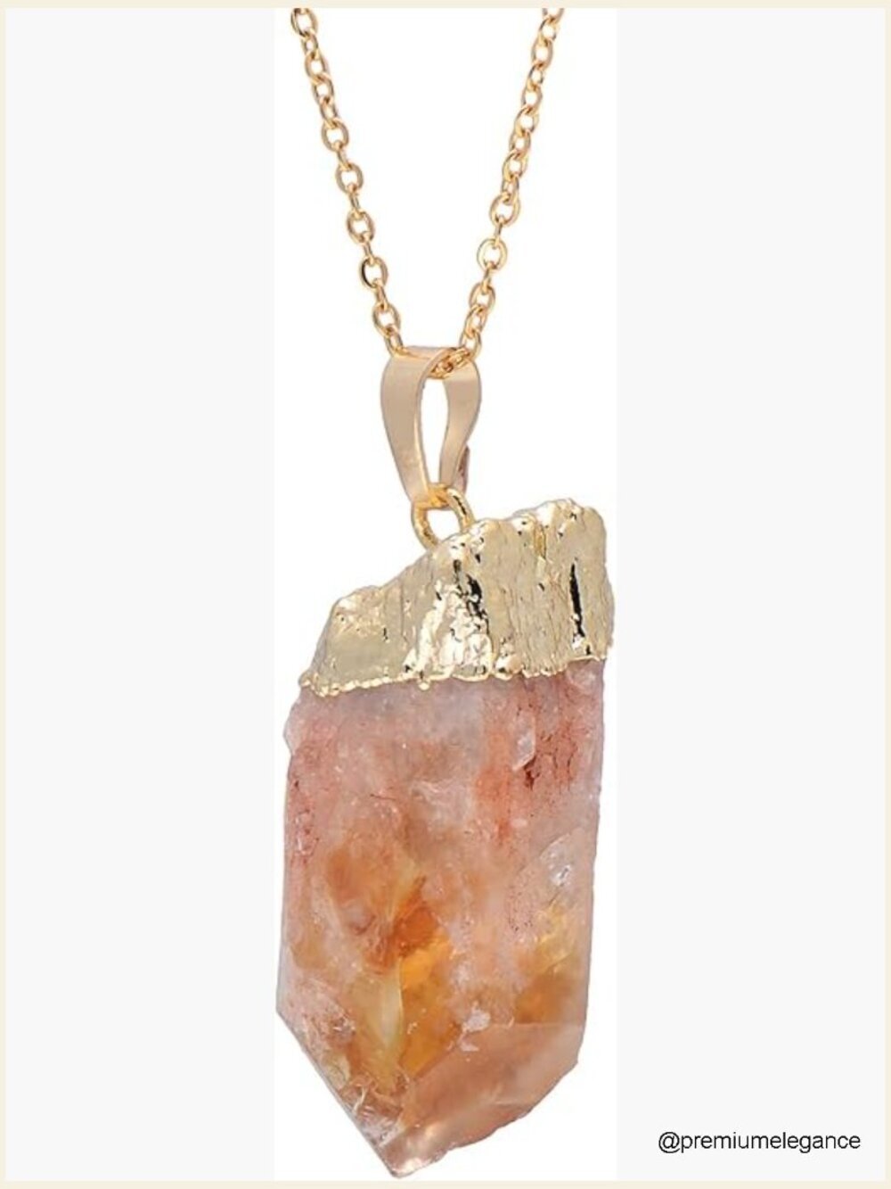 Genuine Citrine Rough Stone Pendant Necklace Healing Crystal
